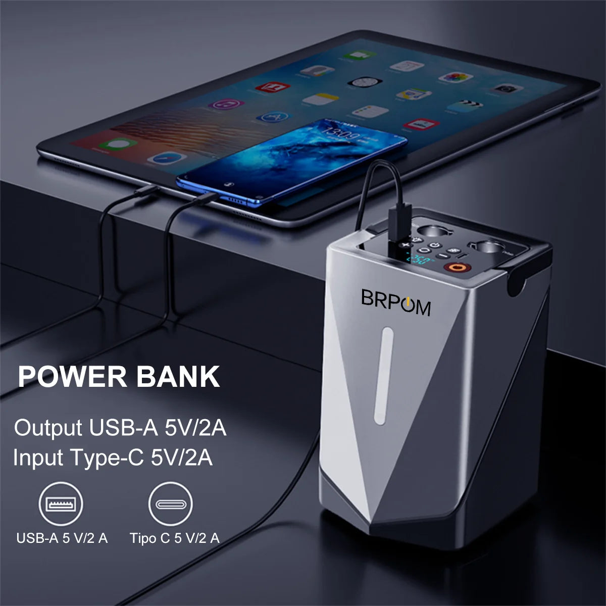 Car Jump Starter 6000A Peak 26800mAh 12V Auto Booster Battery Charger Jumper Box with Fast Charging With LED Screen