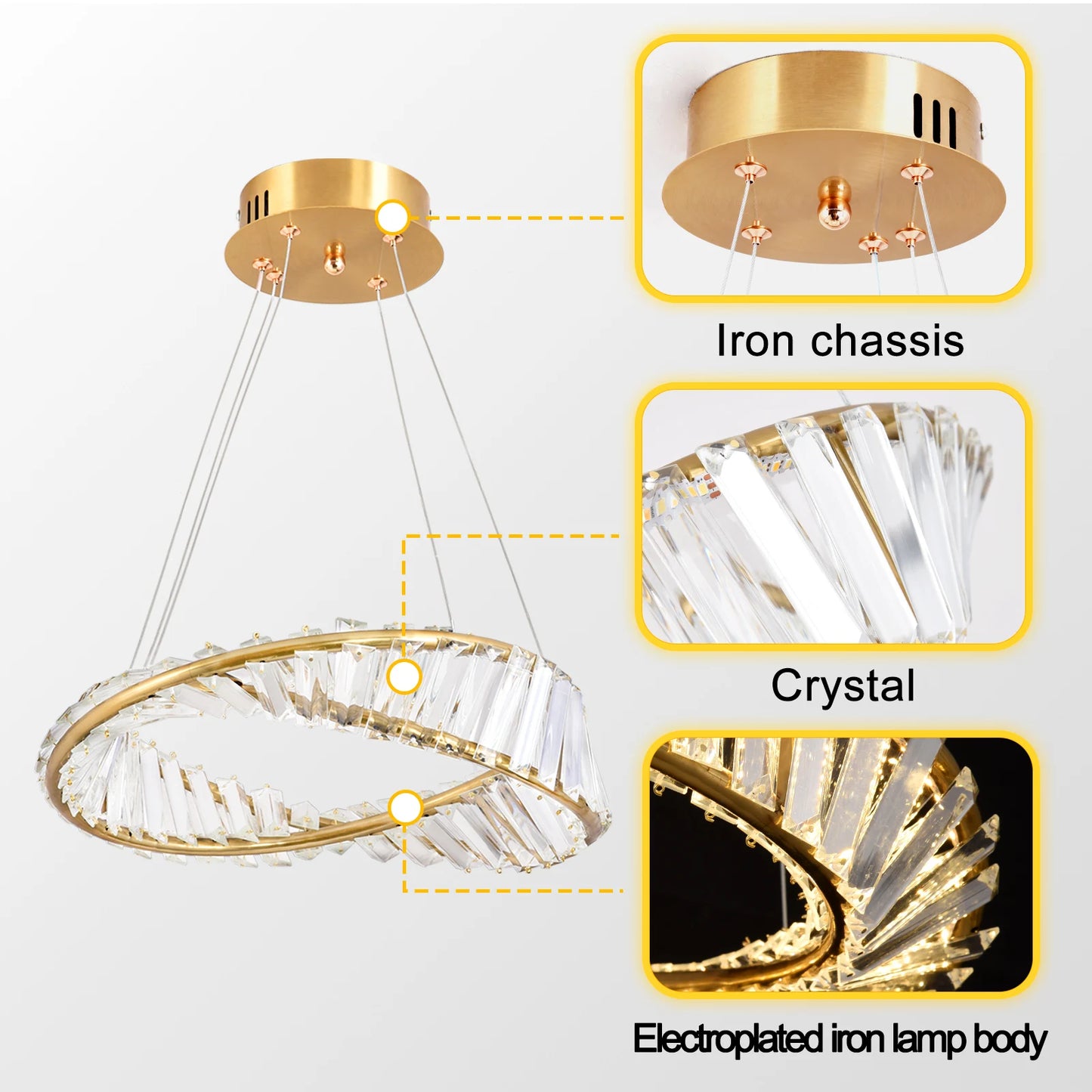 Modern Pendant Light Crystal Led Ceiling Lamp Gold Chandelier Möbius Strip Lustre Luxury Living Dining Room Home Decor Fixture