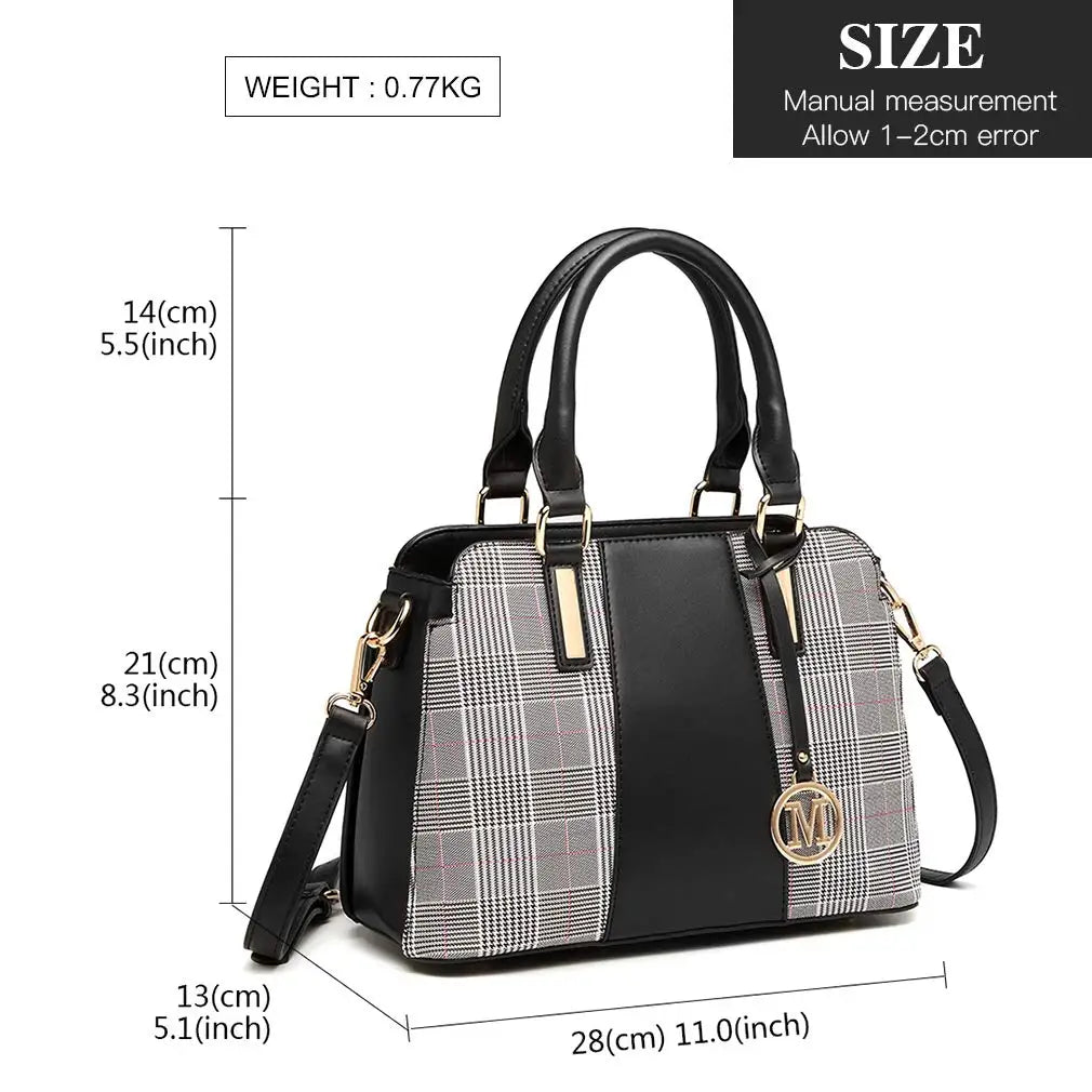 Miss Lulu Handbag Women Retro Stripes Crossbody Bags Elegant Stitching Shoulder Bag Faux Leather