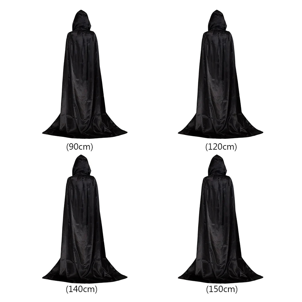 1 Piece of Halloween Cape With 3 Sizes Available It is a Black Grim Reaper Cloak Made of Party Satin Featuring a Stand-up Collar