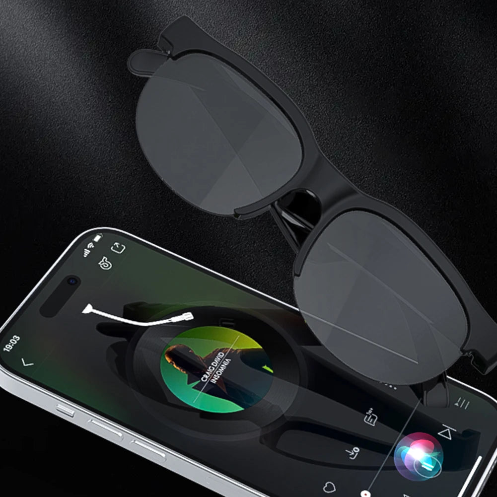 AI Intelligent Translation Glasses Built-in Microphone Speakers Earphone Glasses Music Sunglasses Wireless Headset for Men Women