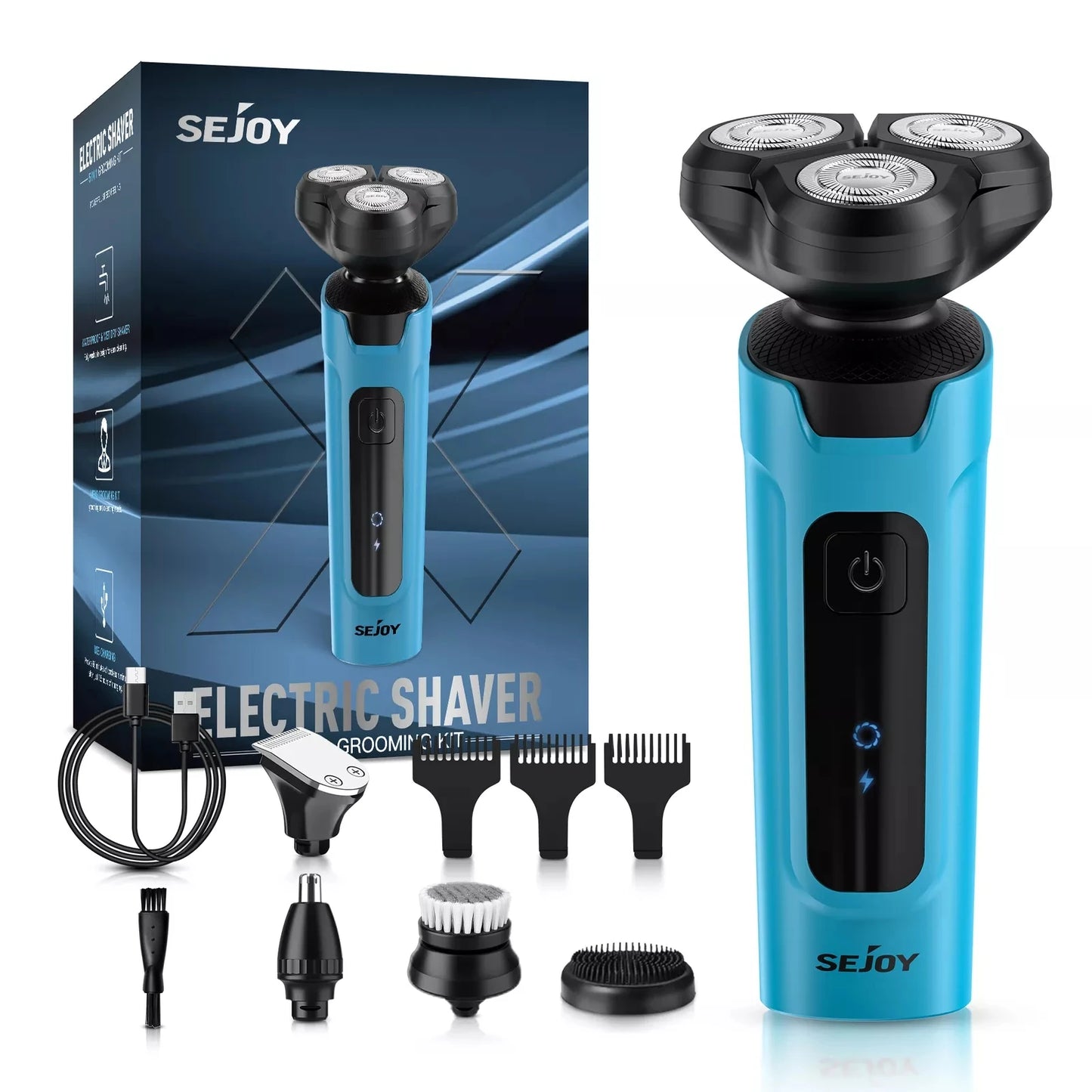 Sejoy 5 in 1 Electric Razor Shaver Barber for Men Rechargeable with Beard Trimmer Portable Shavers for Travel