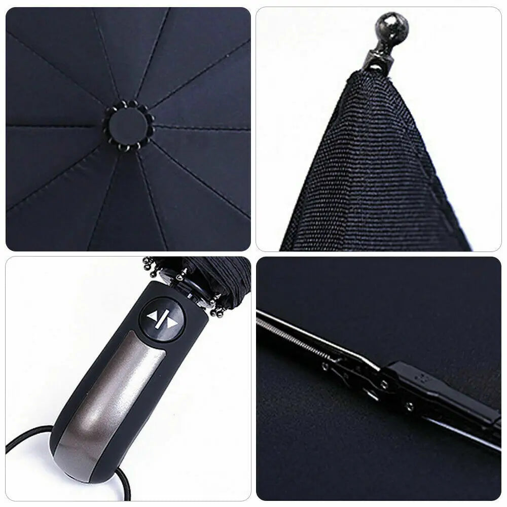 Large 10 Ribs Umbrella Strong Automatic Open & Close Folding Rain Windproof Rainproof and Durable Canopy Design Versatile Travel
