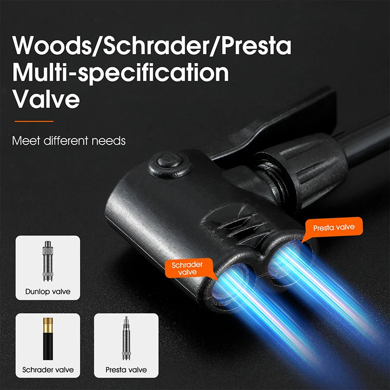WEST BIKING Bike 120/160PSI Floor Pump High Pressure Cycling Pump Air Inflator Schrader Presta Valve Road MTB Bicycle Tire Pump