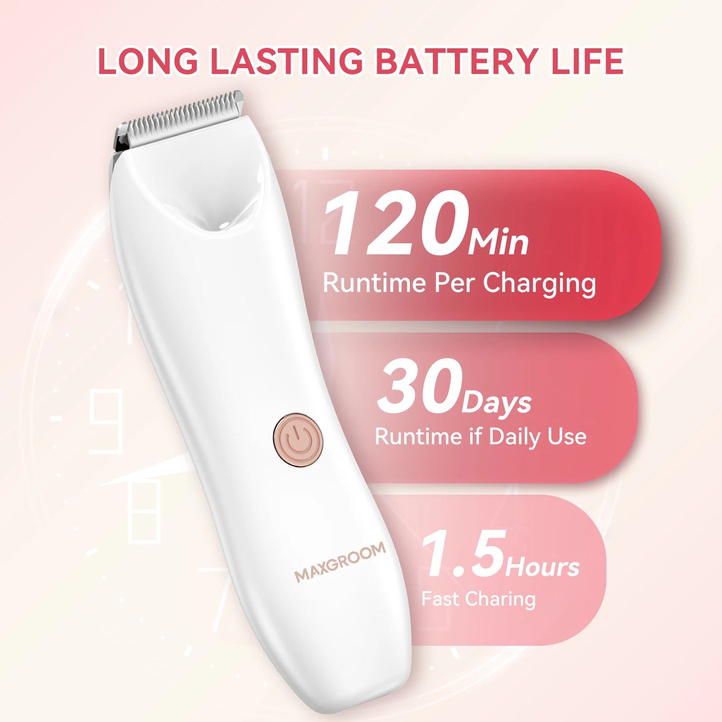MAXGROOM Women's Body Hair Trimmer Electric Razors for Lady Face Armpit Leg Bikini Body Epilator Portable Painless Hair Remover