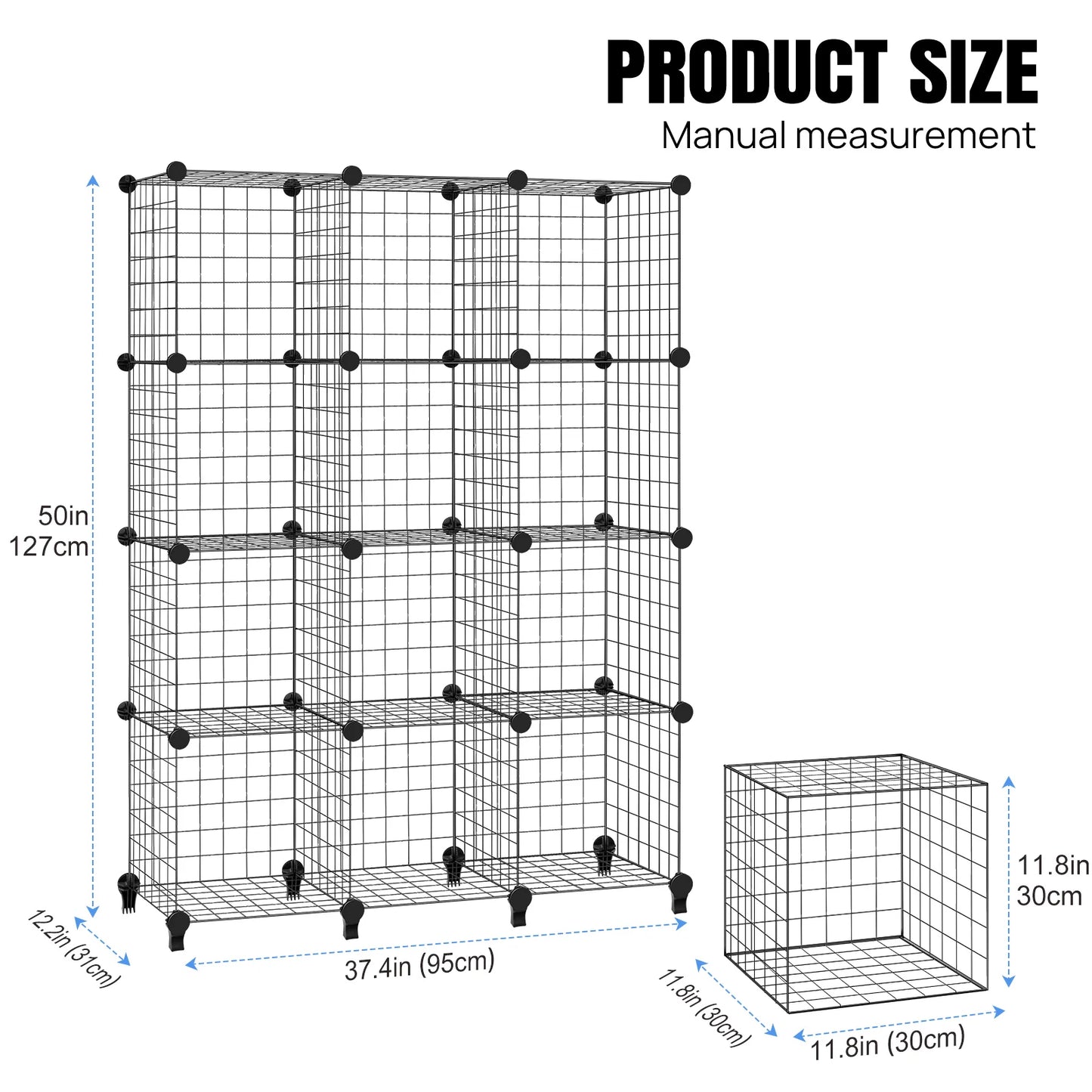 VickyHome 6/12 Cubes Wire Metal Grid Stackable Storage Shelves Multifunctional DIY Bookshelf and Shelving Unit for Home Office