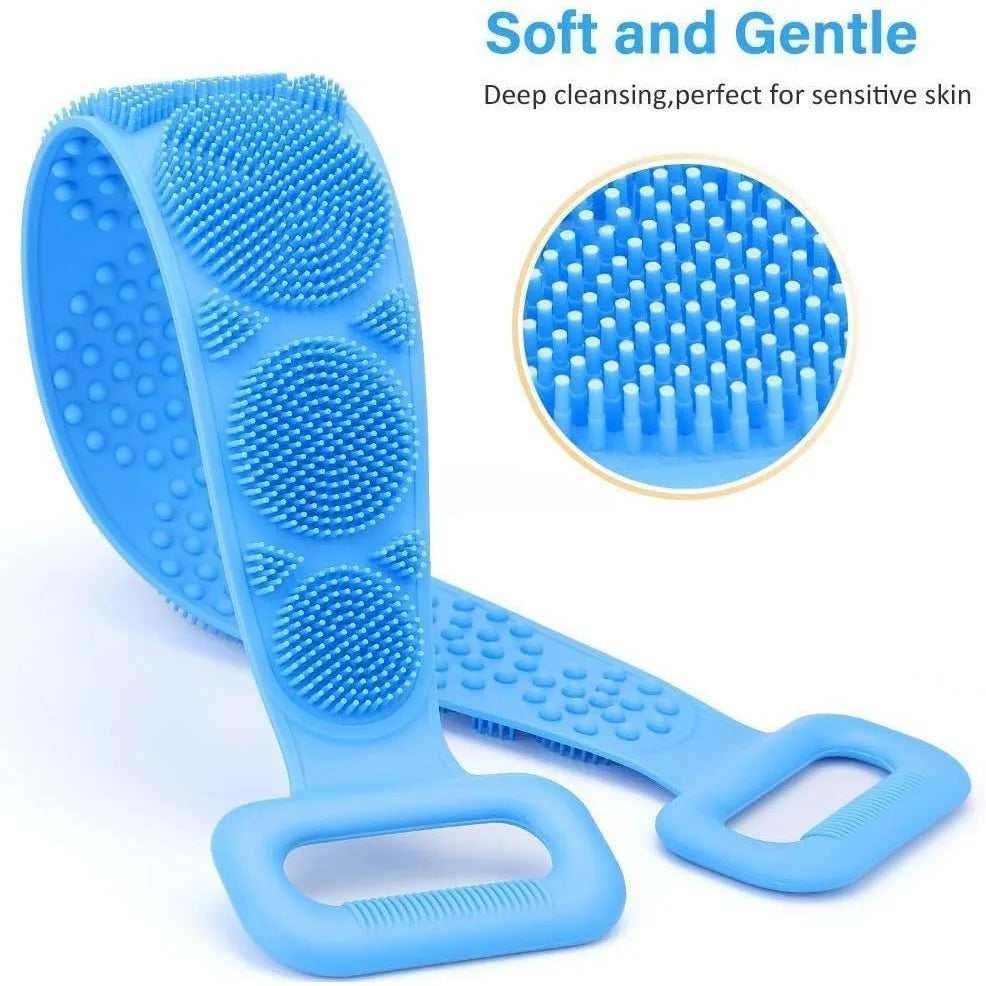 Silicone body exfoliating brush for back, shower, massage, cleansing, exfoliation and rejuvenation, a back cleaning tool