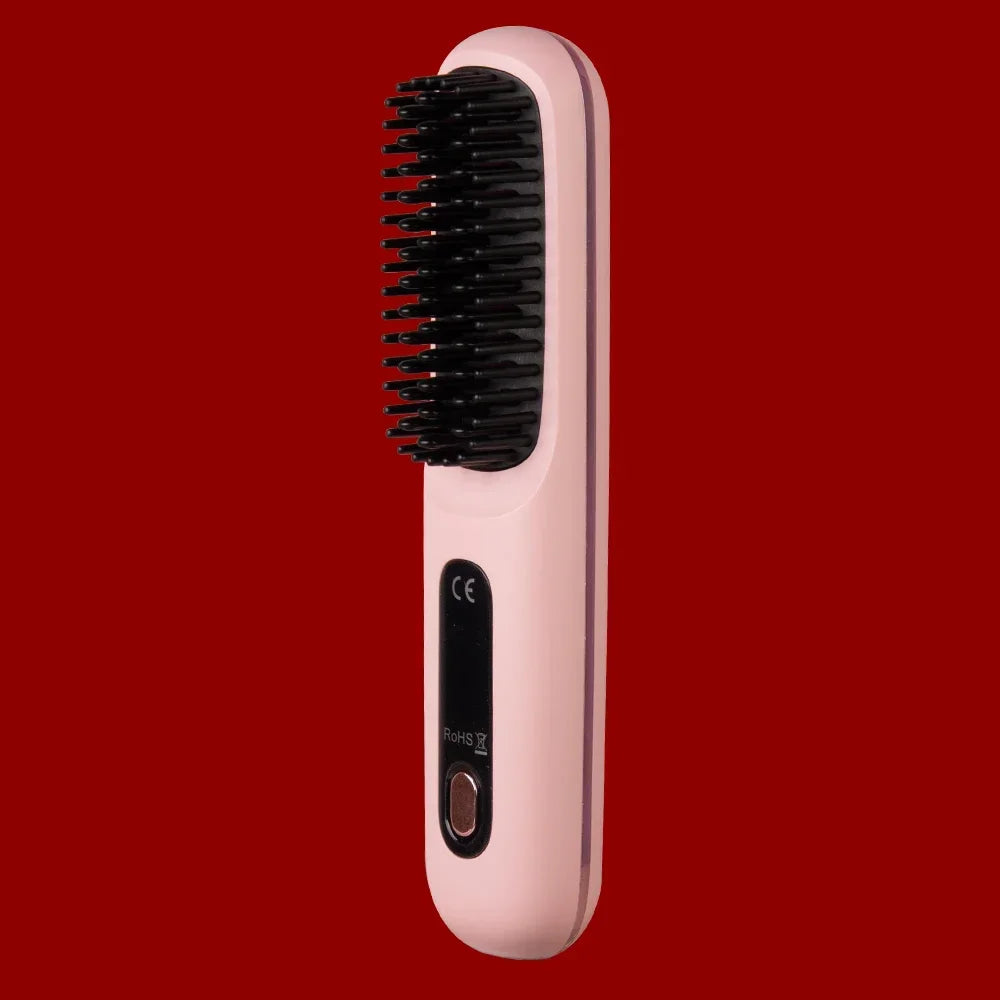 Hair Straightener Brush for Travel with Negative Ion Type-C Charging 2000mAh Battery Frizz-Free Shine Smooth hair