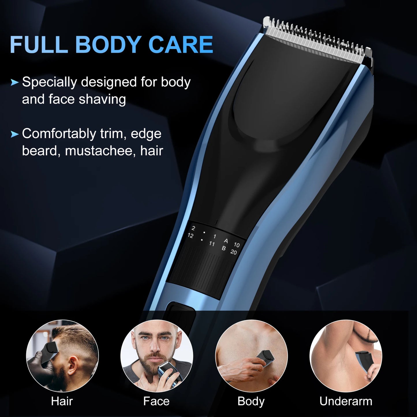 Sejoy Electric Hair Clipper For Men, 20 Gears Adjustable Hair Cut Machine Hair Trimmer Professional Rechargeable Hair Cut Barber