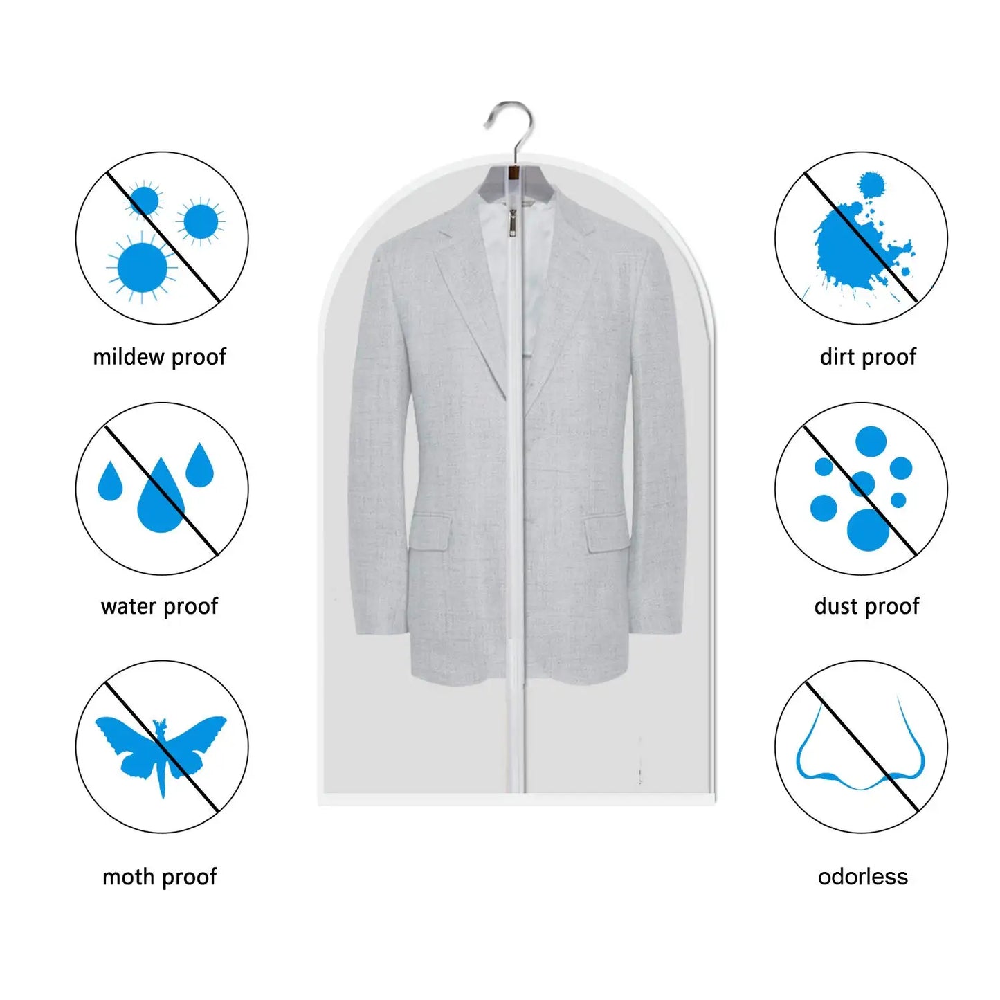 Clothes Hanging Transparent Dust Proof Cover Waterproof Hang Dust Cover with Zipper Clothes Storage Bag Clothes Organizers