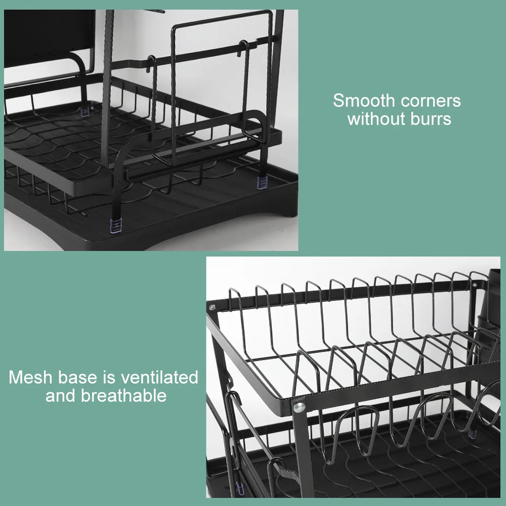 Dish Drying Rack 2 Tier Tableware Drainer Kitchen Dish Bowl Drainer Storage Rack Organizer Kitchen Accessories