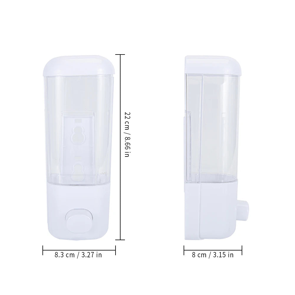 500ML Wall Mounted Soap Dispenser Bathroom Sanitizer Shampoo Shower Gel Container Bottle Storage 8.3x8x22cm