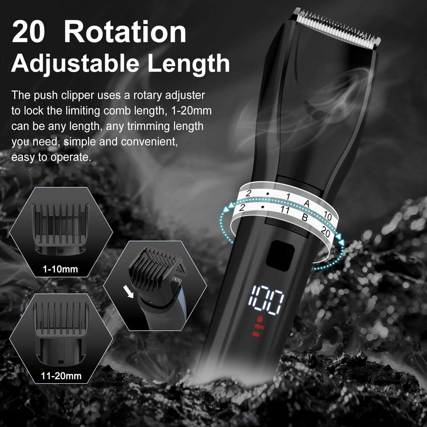 Sejoy Electric Hair Clipper For Men, 20 Gears Adjustable Hair Cut Machine Hair Trimmer Professional Rechargeable Hair Cut Barber