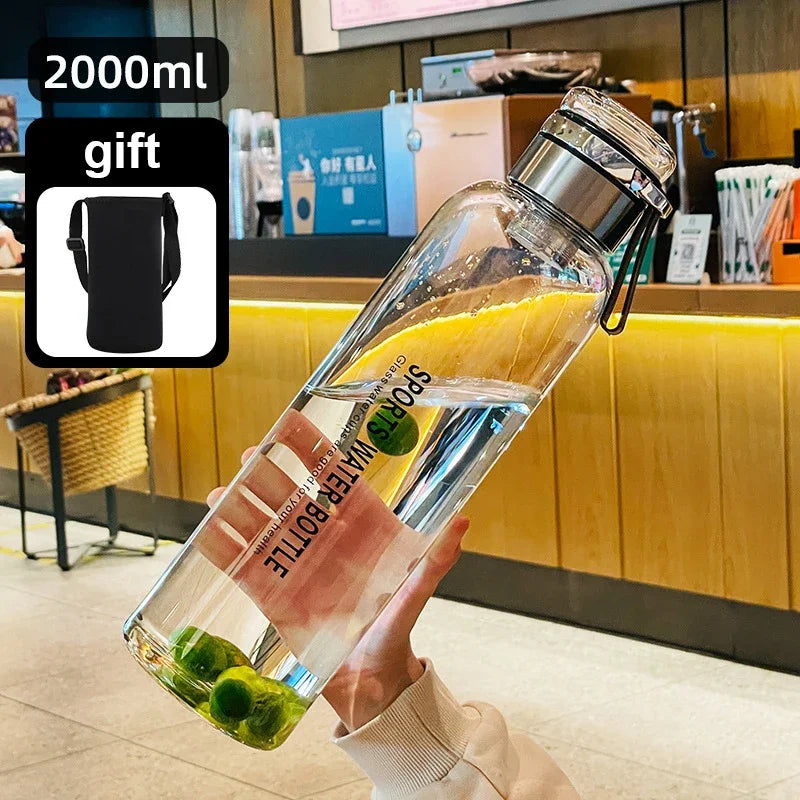 Large Capacity Glass Water Bottle Transparent Milk Juice Cup for Tour Outdoor Sports and Travel Leak Glass Bottle