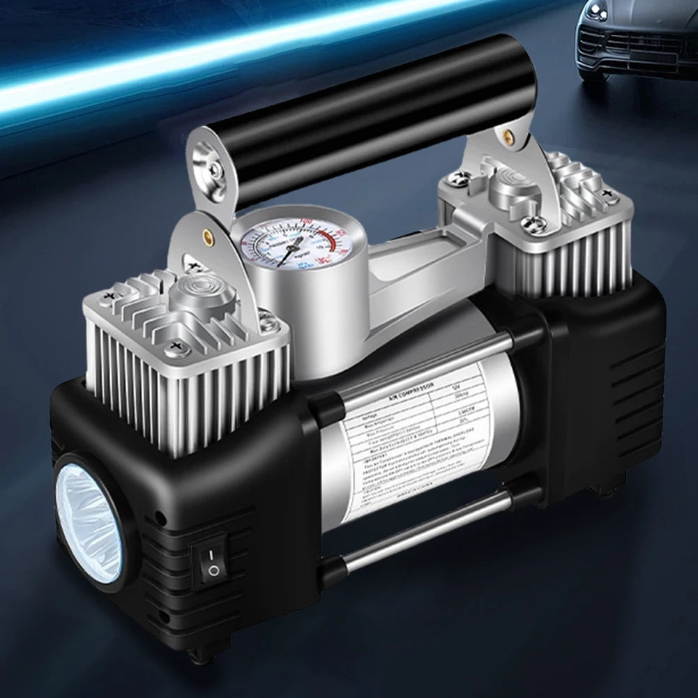 12V Portable Dual Cylinder Air Pump 150PSI Electric Car Tyre Inflator Automotive Inflation Pump Portable Dual Purpose Air Pump