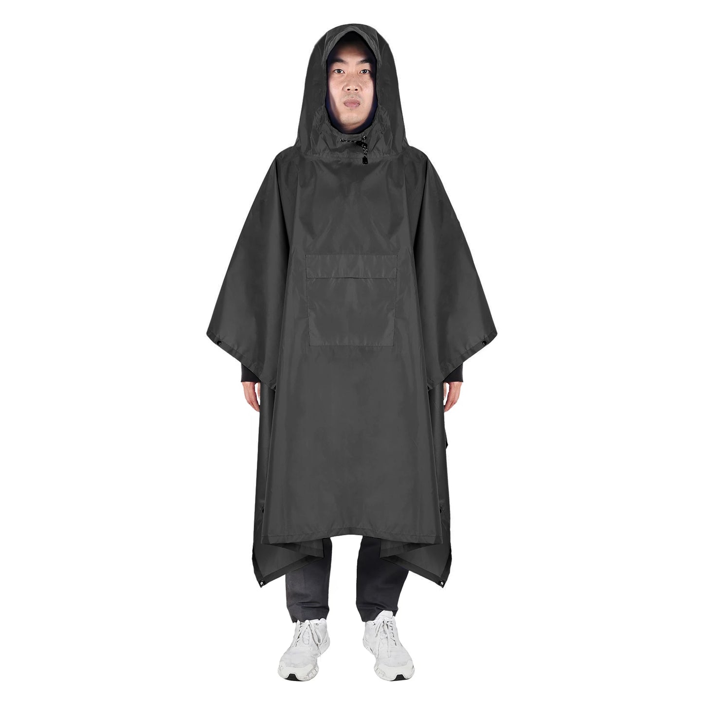 Hooded Lightweight Rain Poncho with Pocket | Waterproof Rain Gear & Sun Shelter for Camping, Hiking & Travel