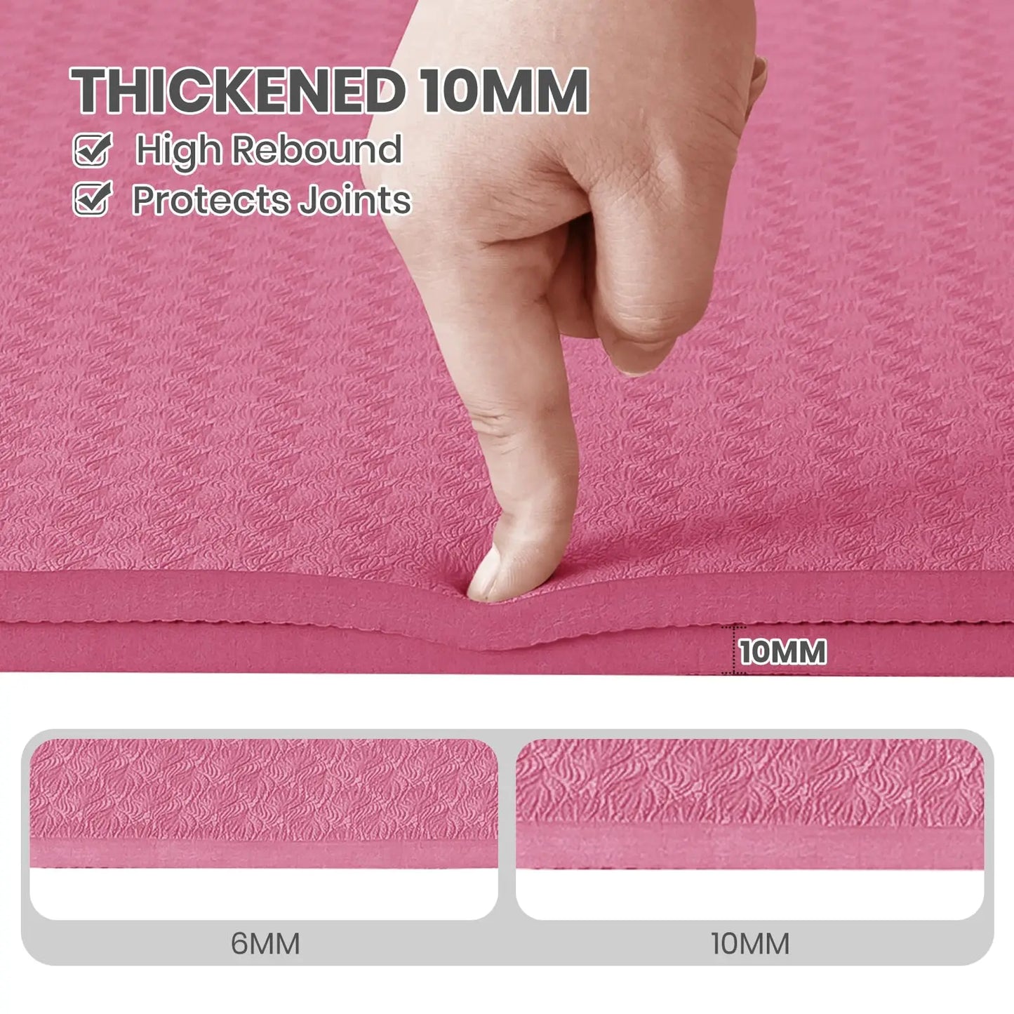 Good Nite Yoga Mat Gymnastics Pilates Exercise Mat for Women Non-Slip Thick 6mm with Carry Strap Tpe 183 x 61 x 1cm