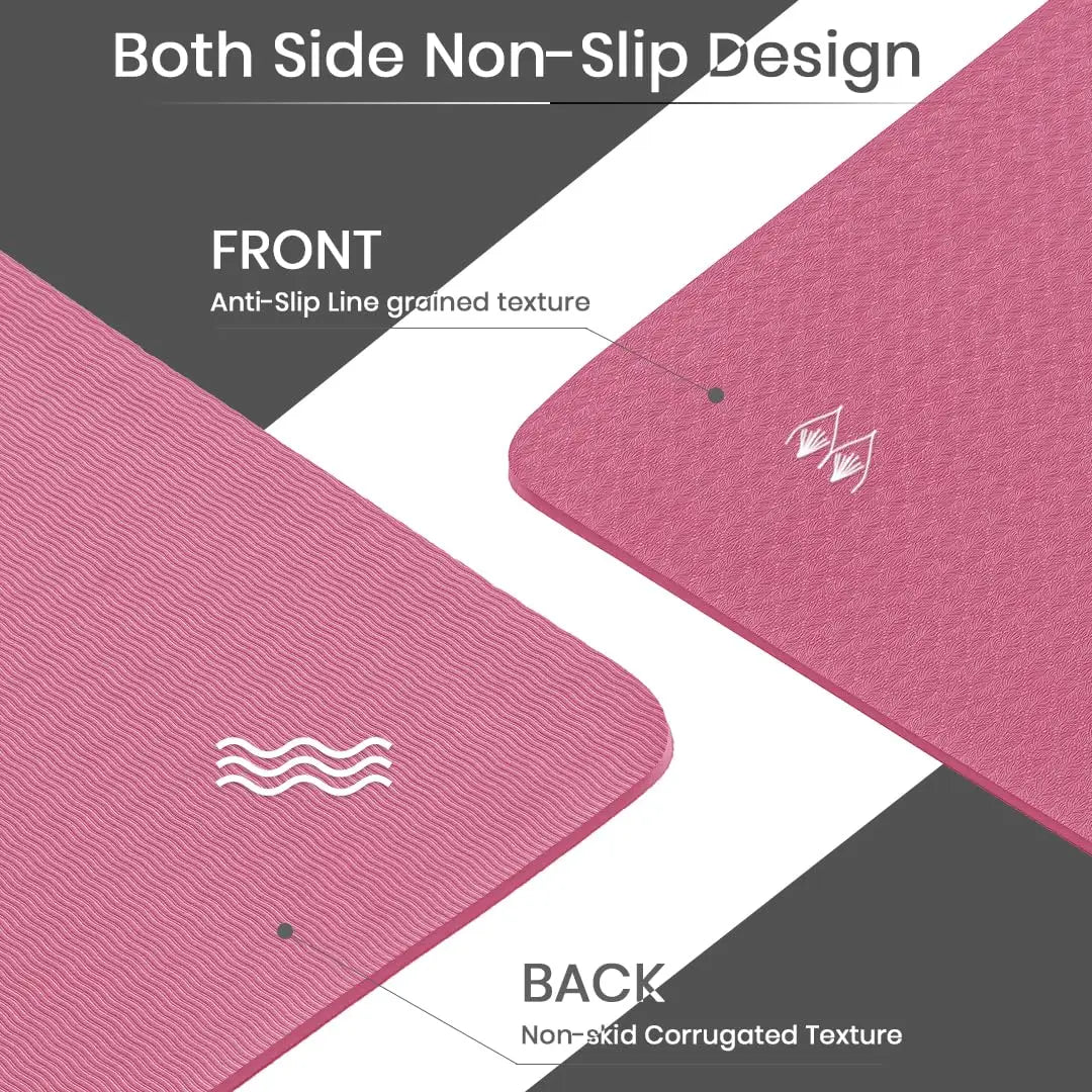 Good Nite Yoga Mat Gymnastics Pilates Exercise Mat for Women Non-Slip Thick 6mm with Carry Strap Tpe 183 x 61 x 1cm