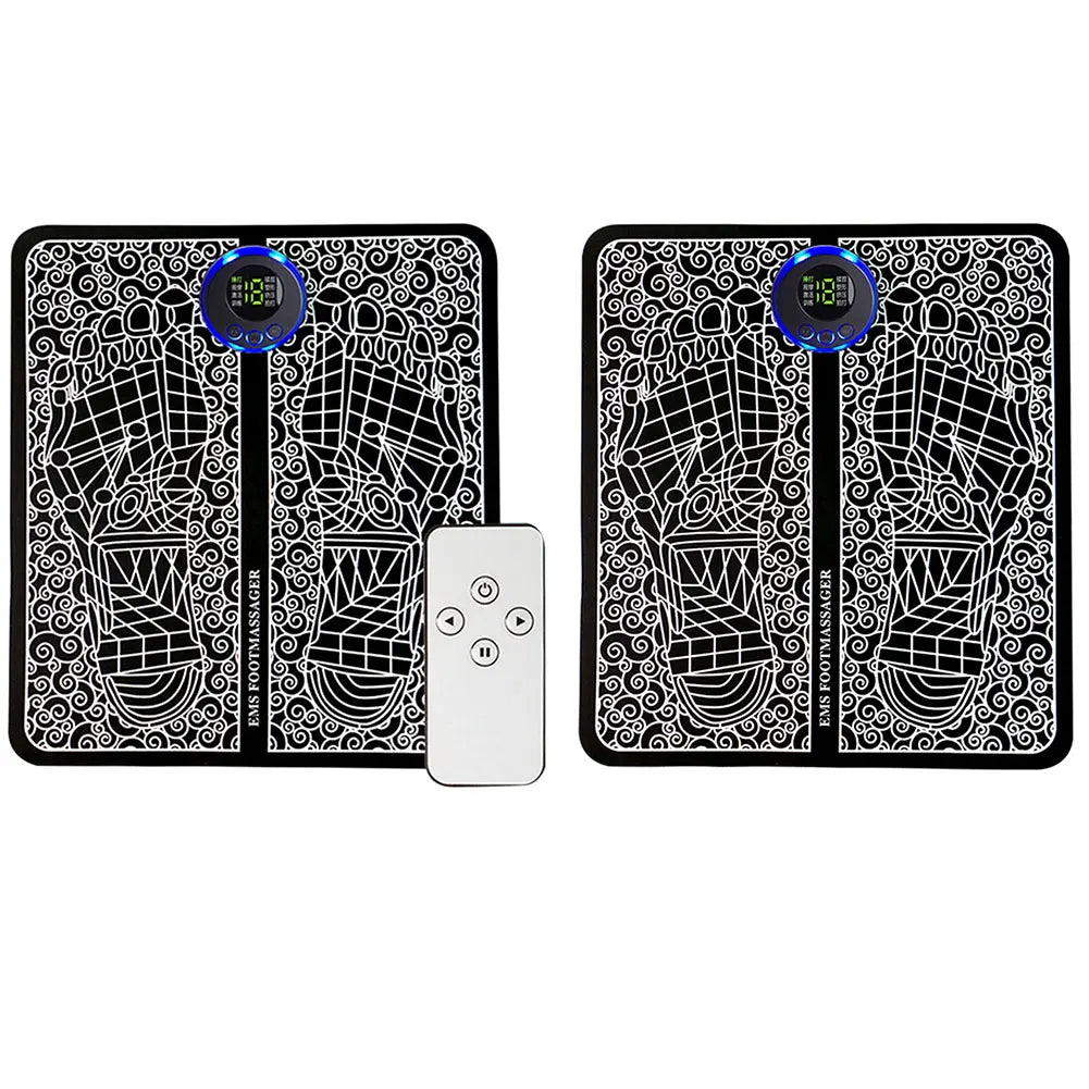 EMS Massage Pad 8 Modes Foot Circulation Massager USB Rechargeable Leg Muscle Stimulator Remote Control for Relax Feet and Legs