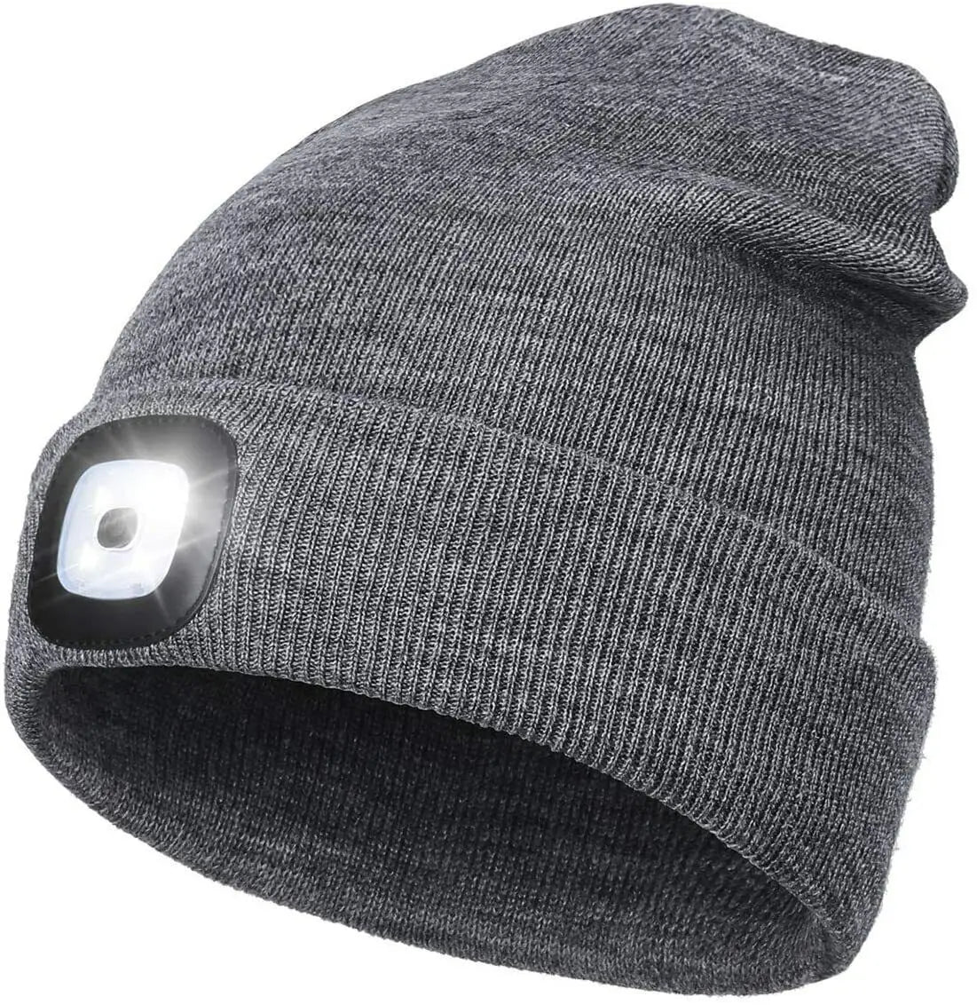 Unisex Winter Knitted Knit Hat Beanie Cap Comfy Woolly Warm Plain LED Head Torch