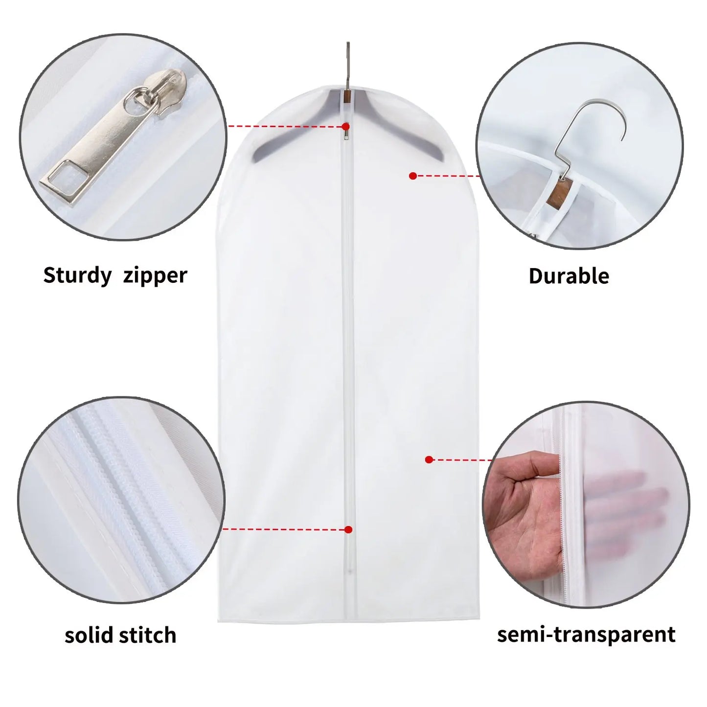 Clothes Hanging Transparent Dust Proof Cover Waterproof Hang Dust Cover with Zipper Clothes Storage Bag Clothes Organizers