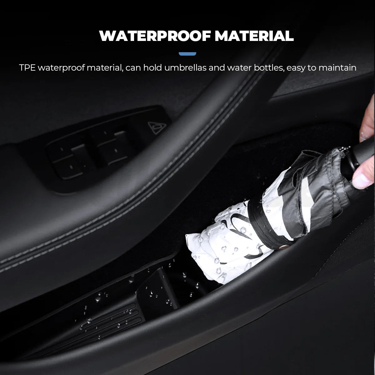 Futhope 4pcs side door storage box for Tesla new model Y Juniper 2025 Armrest Tray Organizer Front Door Handle decoration