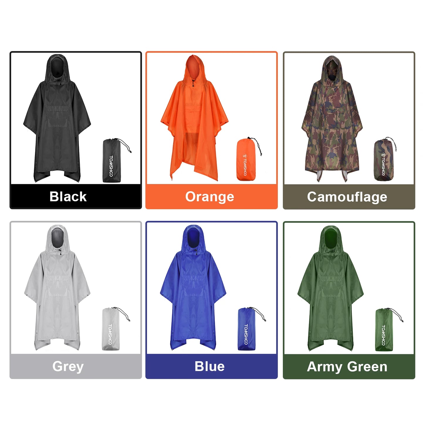 Hooded Lightweight Rain Poncho with Pocket | Waterproof Rain Gear & Sun Shelter for Camping, Hiking & Travel