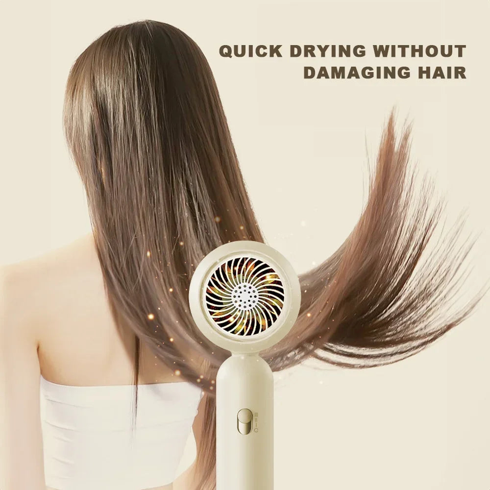 1900W Negative Ion Hair Dryer Low Noise Strong Wind Fast-Drying with Nozzle for Home and Travel Hair Dryer Portable