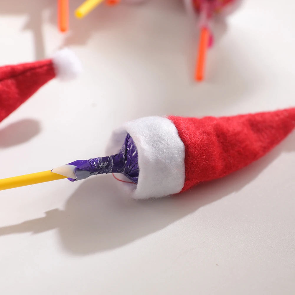 Mini Candy Christmas Hat Classic Decoration Christmas Lollipop Cap Festival Party Supplies for Kitchen Utensils Soda Wine Bottle