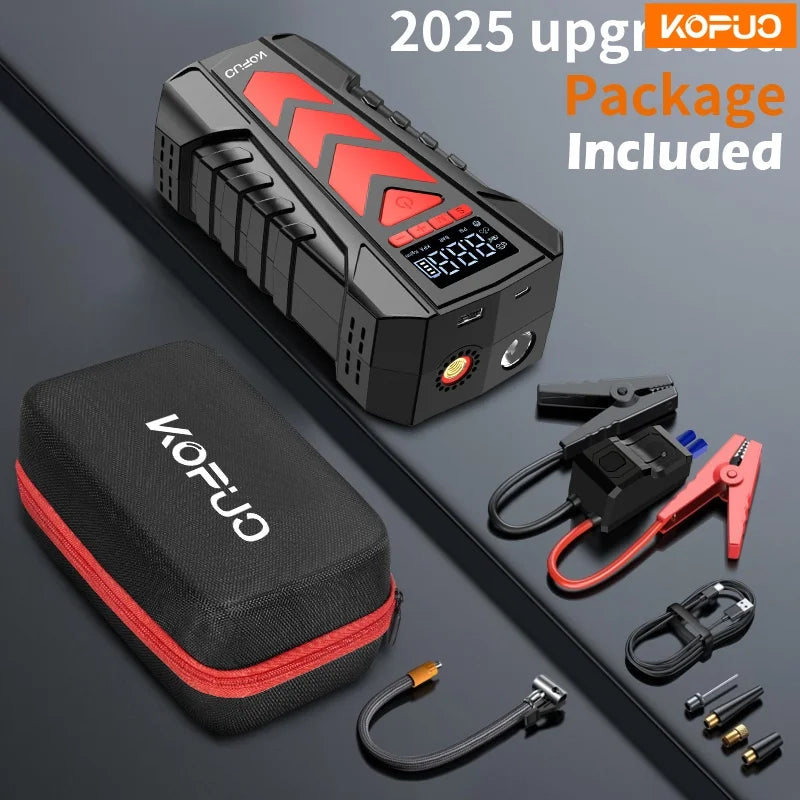 KOPUO 4000A 9-in-1 Jump Starter with Air Pump, for 9.0L Gas/8.0L Diesel, -40°C Cold Start, 150PSI Cordless Inflator, 3-Mode LED