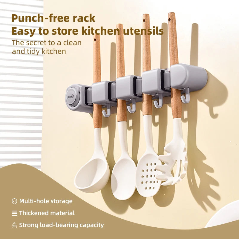 Wall Mounted Mop Organizer Broom Holder Mop Clip Stand Brush Rack Hanging Pipe Hook Kitchen Storage Bathroom Accessories Tools