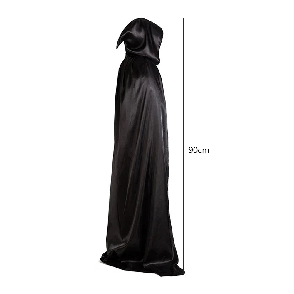1 Piece of Halloween Cape With 3 Sizes Available It is a Black Grim Reaper Cloak Made of Party Satin Featuring a Stand-up Collar