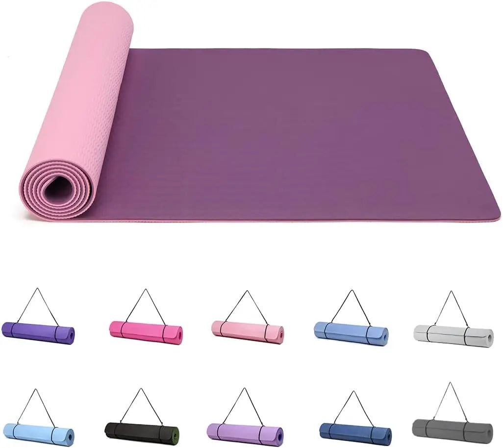Good Nite Yoga Mat Gymnastics Pilates Exercise Mat for Women Non-Slip Thick 6mm with Carry Strap Tpe 183 x 61 x 1cm