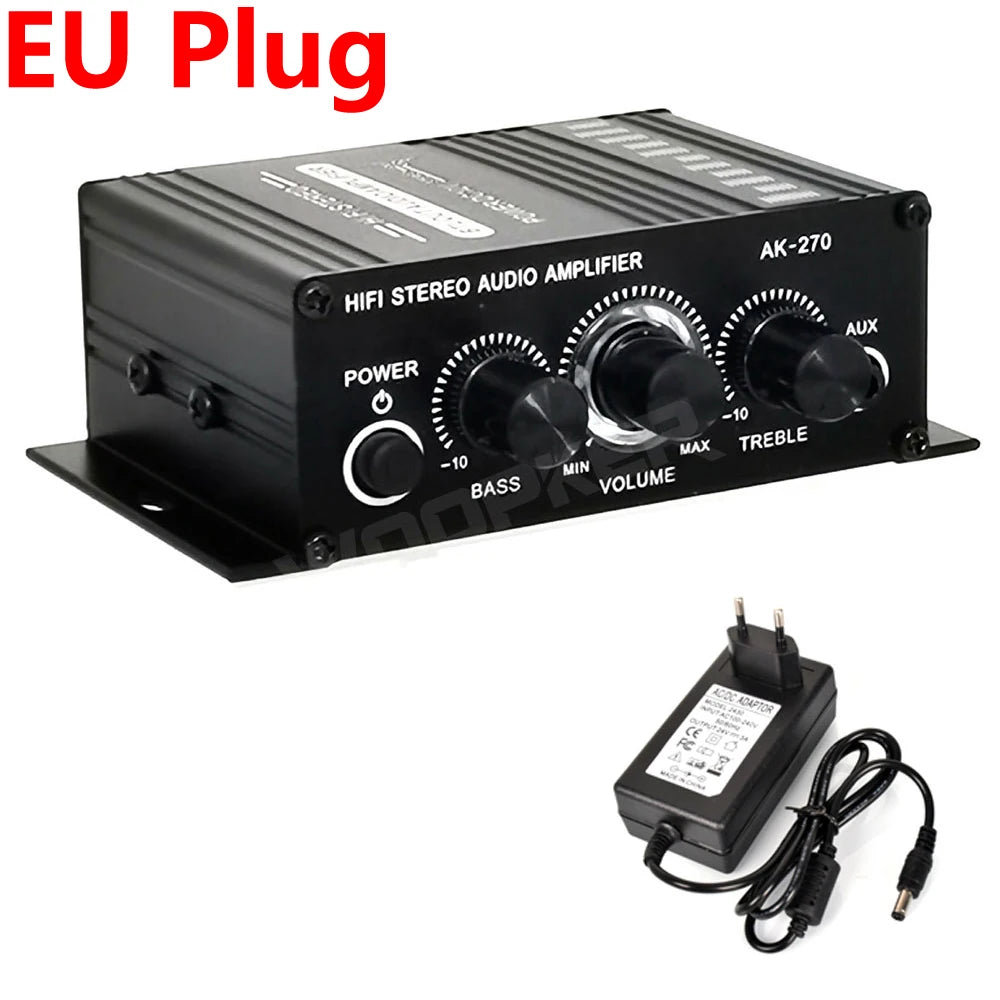 AK-270 HIFI Amplifier Channel 2.0 Stereo Audio Sound Amp Bass Trebl for Home Theater Sound System