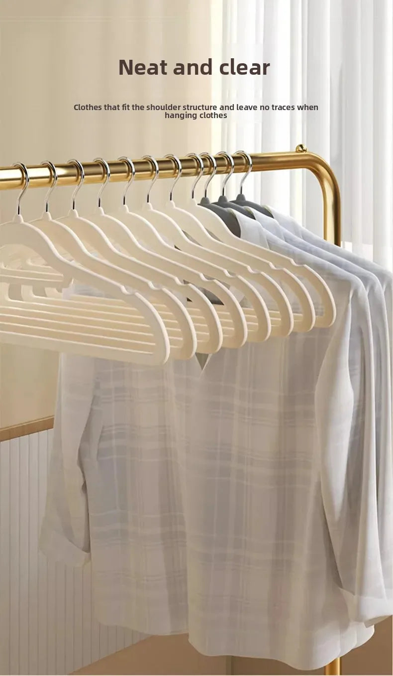 Home Use Flocking Clothes Hanger Anti-Slip Shirt Drying Rack Store Shoulder Corner Seamless Hanging Closet Storage Tool