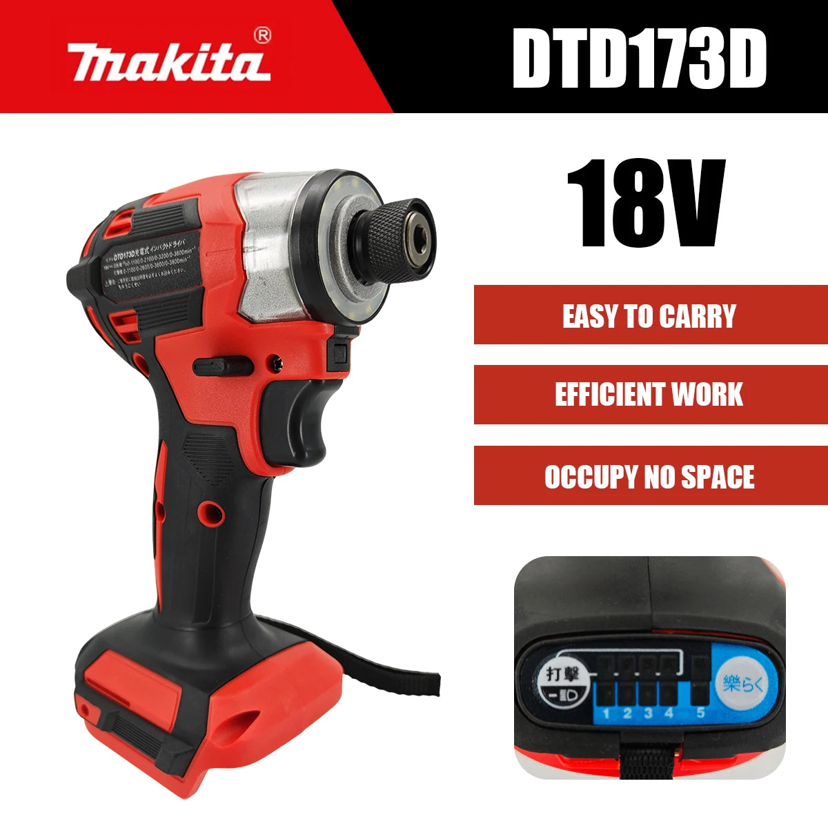 Makita DTD173 1800RPM Cordless Impact Driver 180N.m Brushless Motor Electric Drill Wood/Bolt/T-Mode For Makita Battery