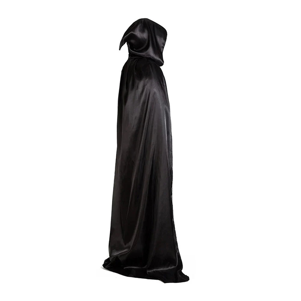 1 Piece of Halloween Cape With 3 Sizes Available It is a Black Grim Reaper Cloak Made of Party Satin Featuring a Stand-up Collar