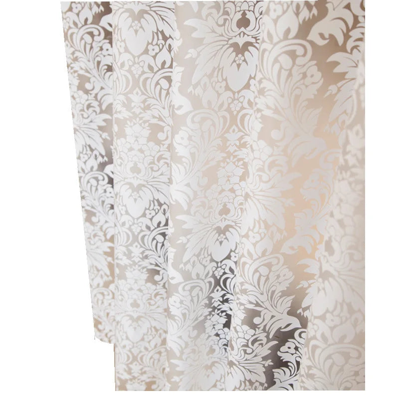 Shower Curtain White Floral Print Peva Fabric Bathroom Curtains Waterproof Mildew Proof Transparent for Toilet with Hooks 200cm