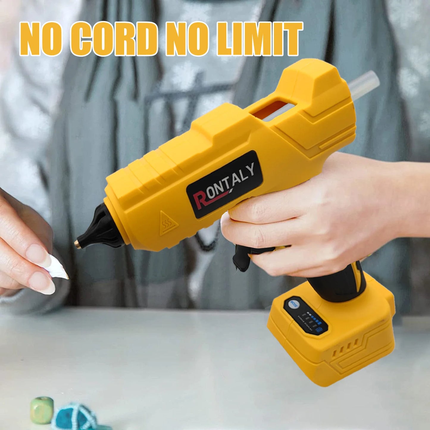 Cordless Hot Melt Glue Gun Replace For DeWalt 18V Battery 10 Pieces Glue Sticks 11 mm, For Crafts & Tools DIY(No Battery)