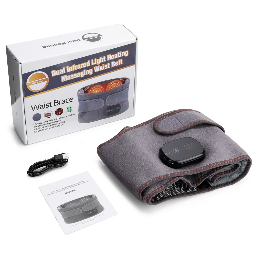 New Upgrade Electric Heating Massaging Waist Belt Relieve Fatigue Relax Muscle Red Light Hot Compress Vibration Massage