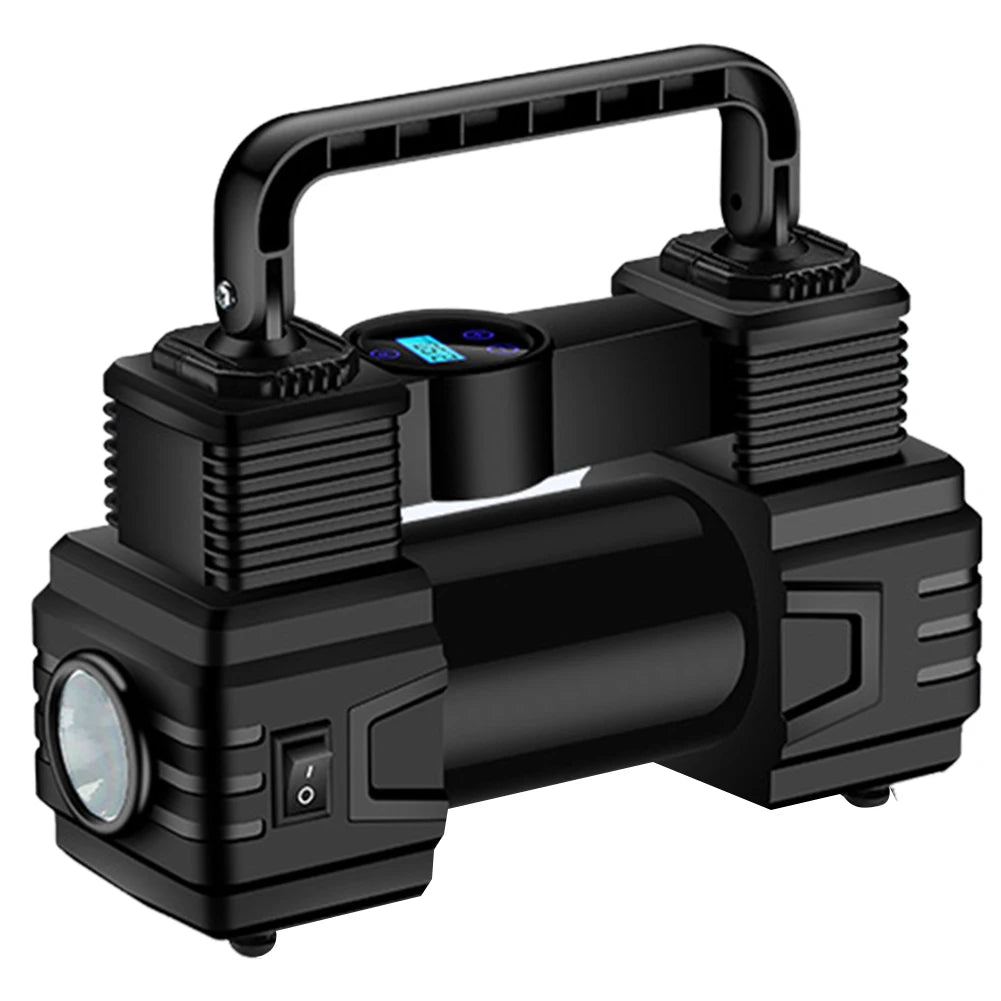 12V 150PSI Mini Air Compressor Dual Cylinder with LED Light Heavy Duty Tire Inflator Car Electric Air Pump Auto Inflatable Pump