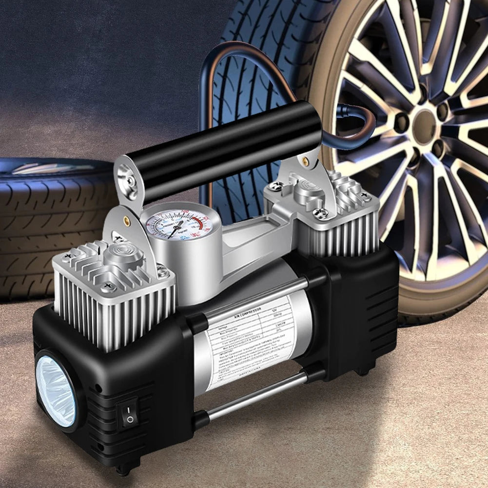12V Portable Dual Cylinder Air Pump 150PSI Electric Car Tyre Inflator Automotive Inflation Pump Portable Dual Purpose Air Pump