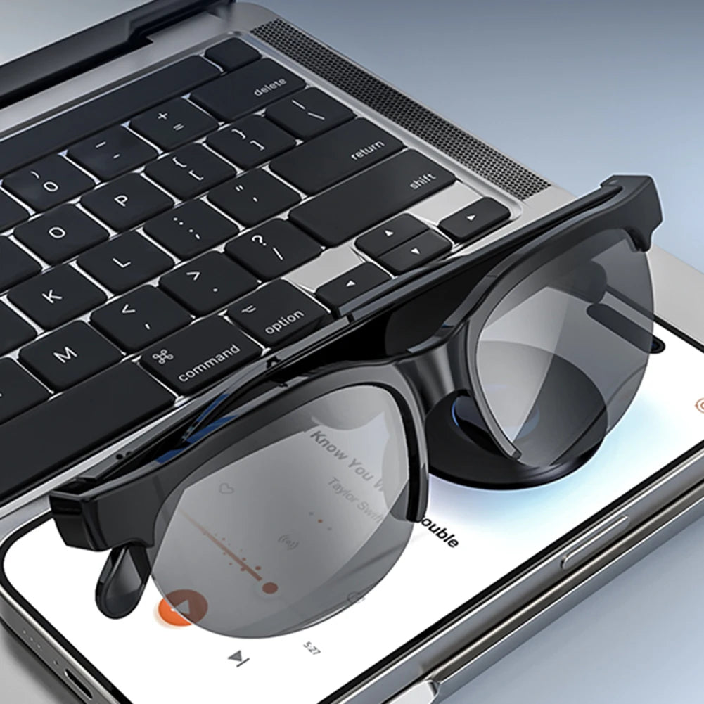 AI Intelligent Translation Glasses Built-in Microphone Speakers Earphone Glasses Music Sunglasses Wireless Headset for Men Women