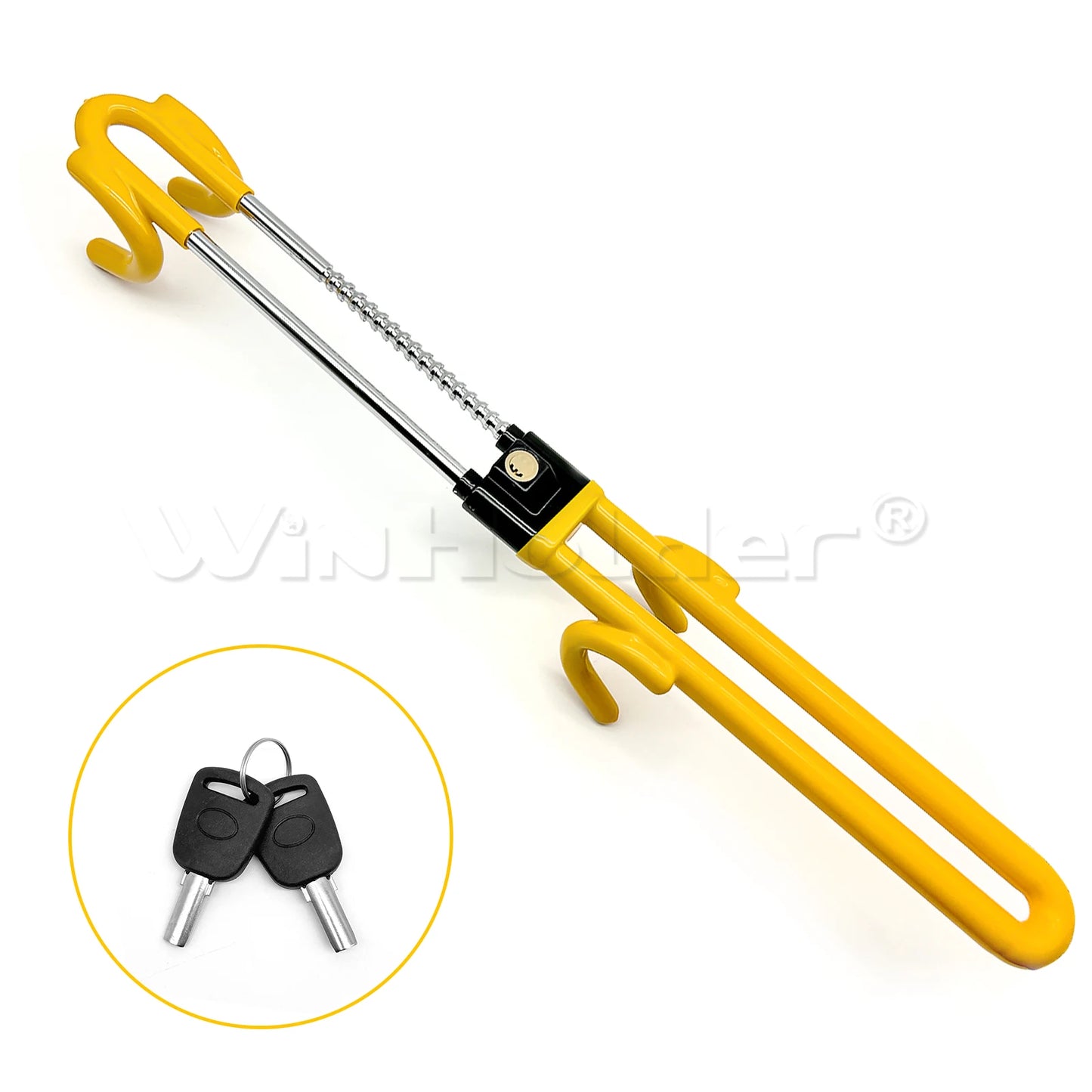 Heavy Duty Steering Wheel Lock High Security Anti Theft Twin Bar Hook Car Van Adjustable Locking and with 2 Keys