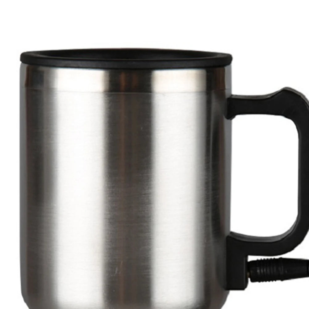 450ml Electric In-car Travel Heating Cup by Cigarette Lighter Plug Stainless Steel Vehicle Heated Coffee Cup 12V Car Heated Mug