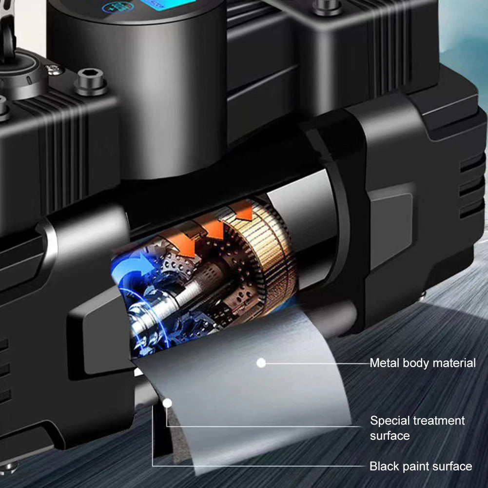 12V 150PSI Air Compressor With LED Light Dual Cylinder Heavy Duty Tire Inflator Car Electric Air Pump Car Electric Air Pumps New