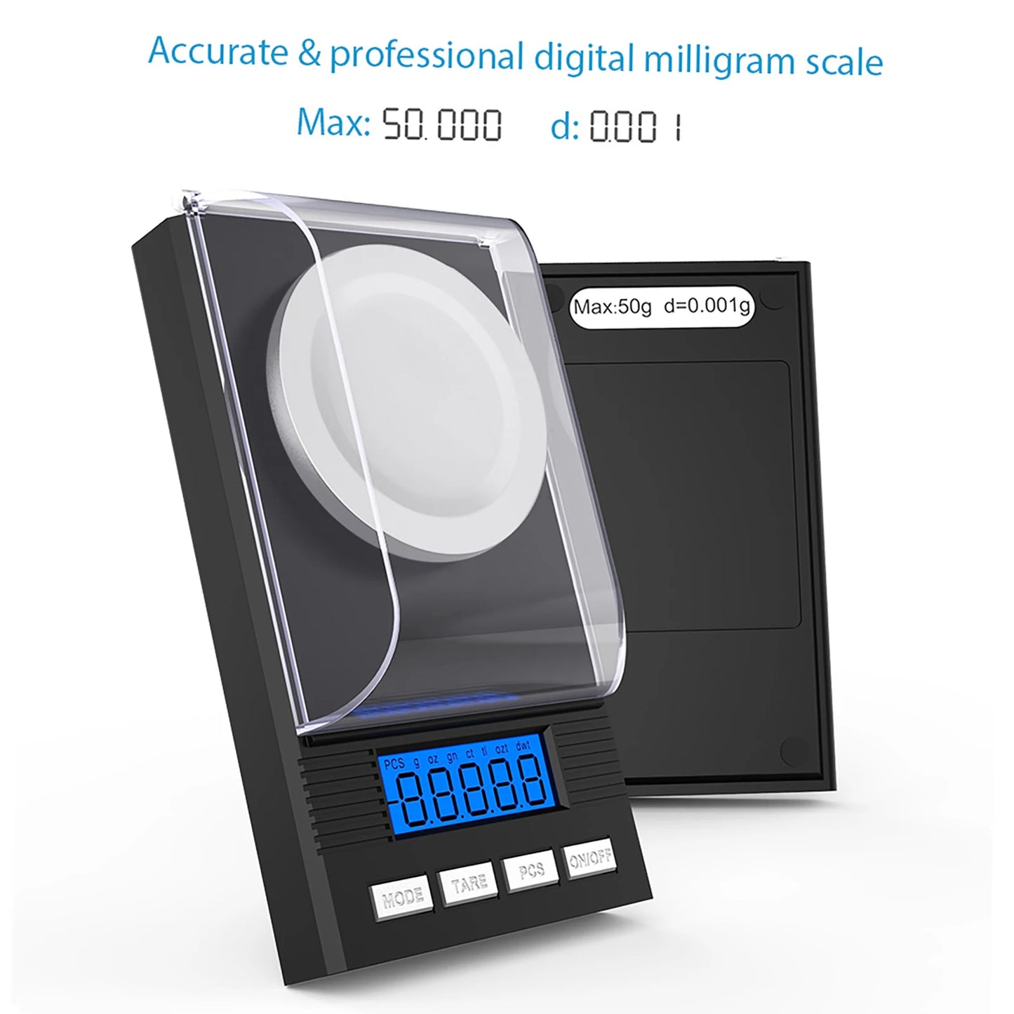 Jewelry Scale Digital Milligram Pocket Scale Mini Jewelry Gold Powder Weigh Scales with Calibration Weights Tweezers
