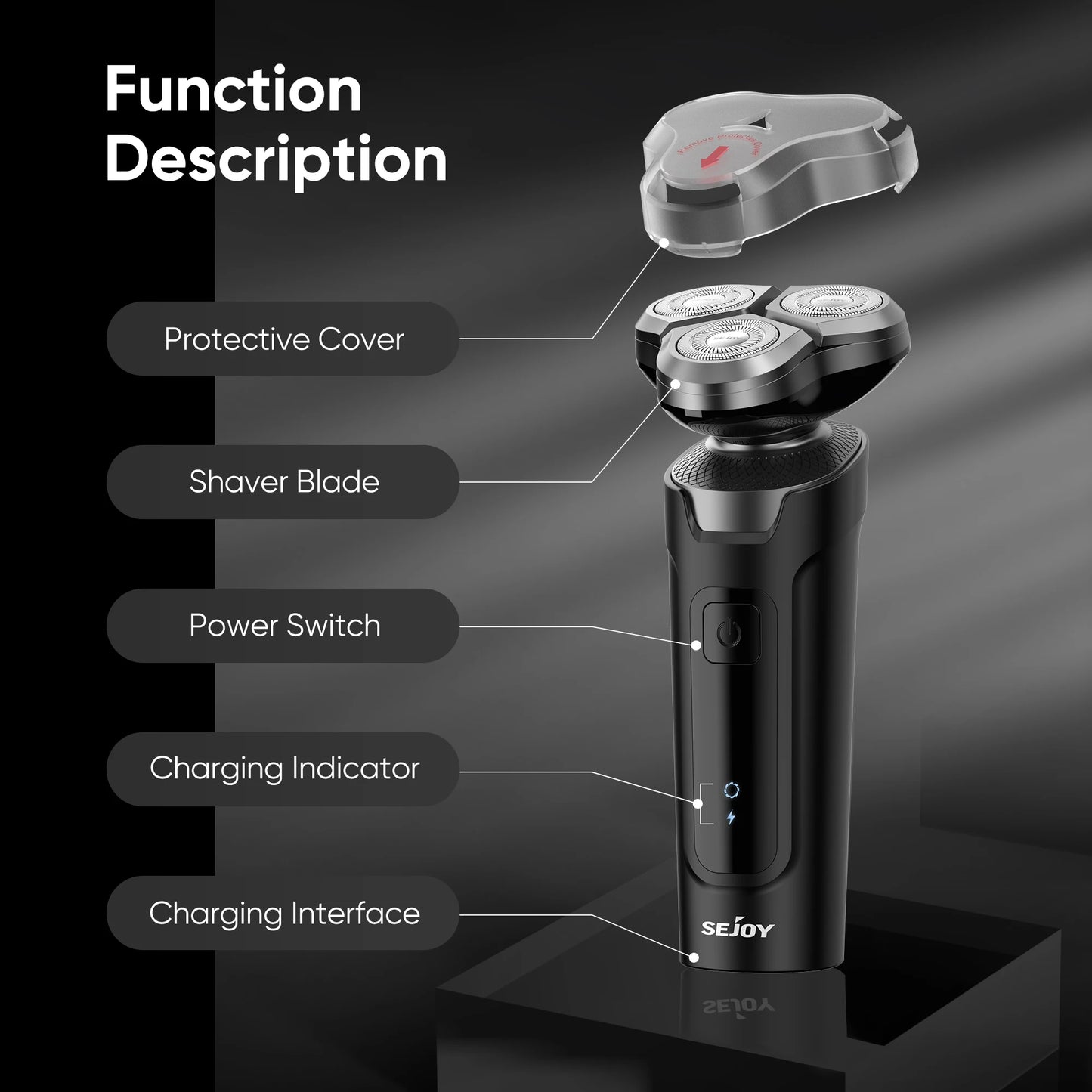 Sejoy Shaver Barber for Men 5 in 1 Electric Razor Rechargeable with Beard Trimmer Lithium Battery Portable Shavers for Travel
