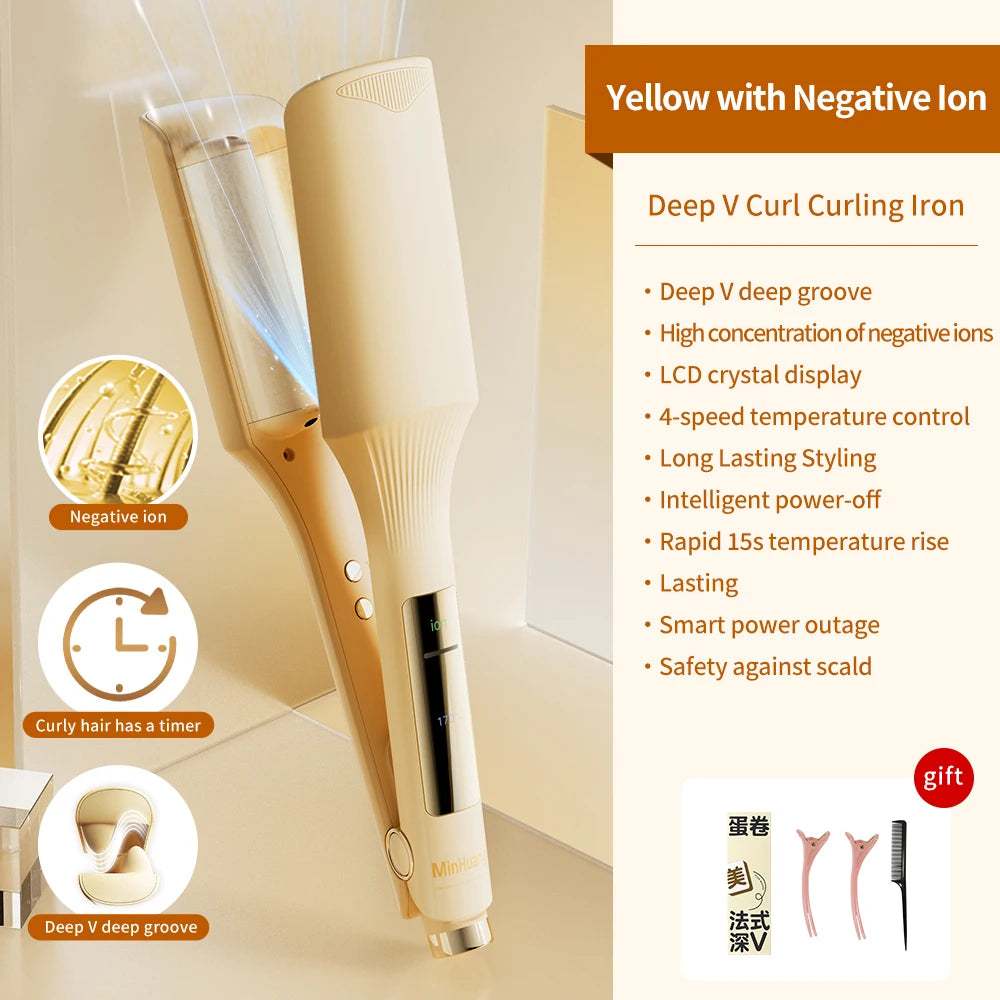 Hair Wavy Curling Iron 32mm Big Wave Deep Wavy Splint Egg Rolls Hair Curler Crimping Iron Styler Wand for All Hair Styling Tools