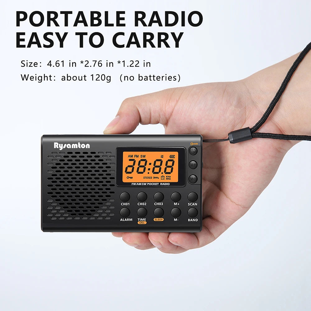 Portable Battery Radio FM Shortwave Digital Clock Radio With Sleep Timer Display Portative Small Battery Operated Radios
